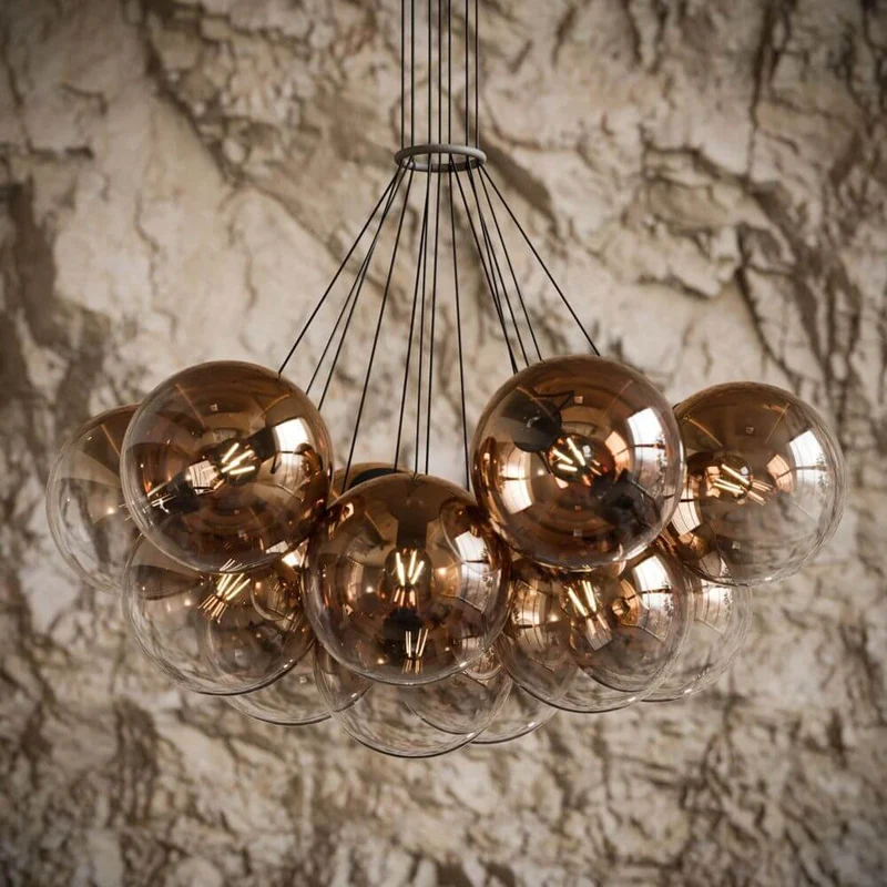 s.luce Orb Cluster Glaskugel Galerieleuchte Pendellampe 13-flammig
