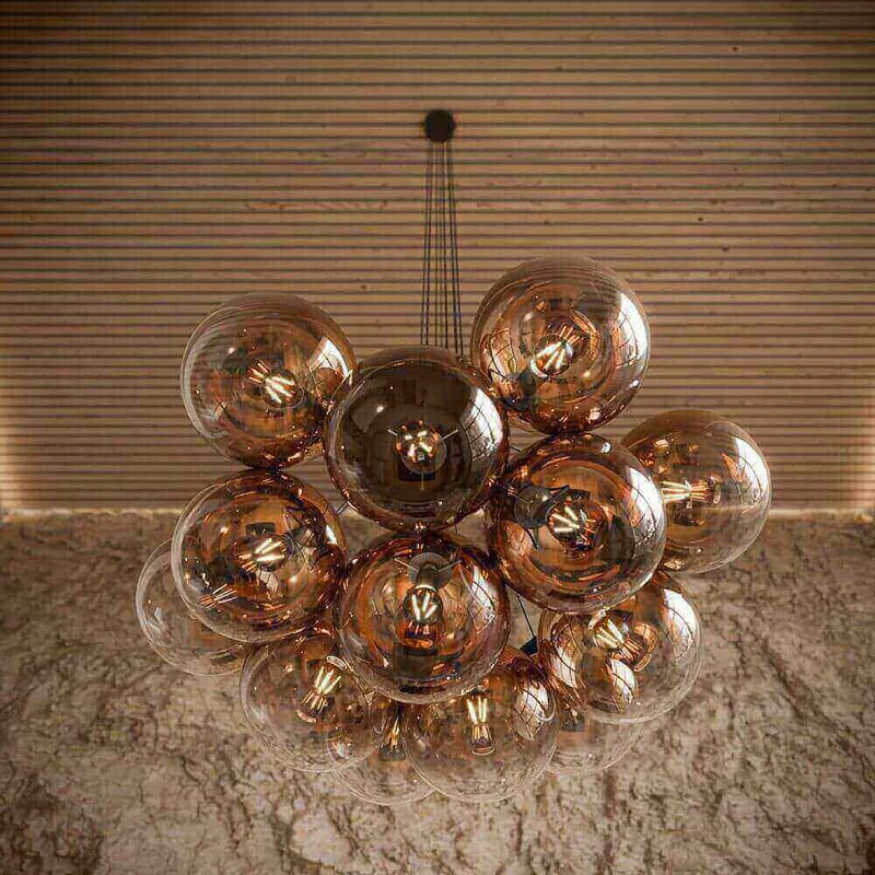 s.luce Orb Cluster Glaskugel Galerieleuchte Pendellampe 13-flammig