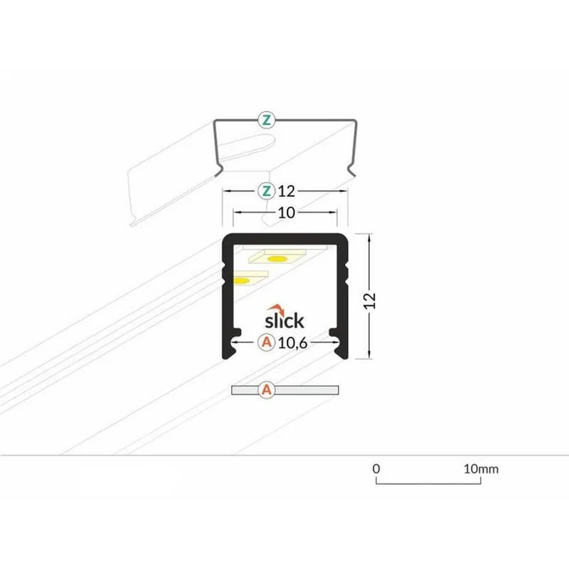 Aufbauprofil micro 200cm Alu-eloxiert ohne Abdeckung für LED-Strips