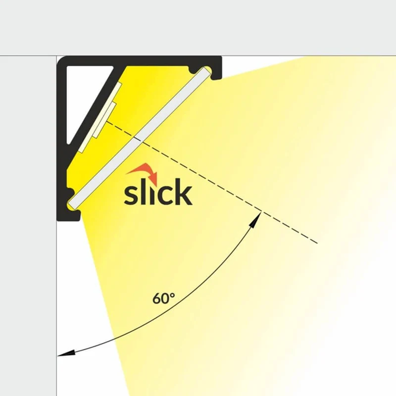 Aufbau-Eckprofil 30° & 60° 200cm Weiß ohne Abdeckung für LED-Strips
