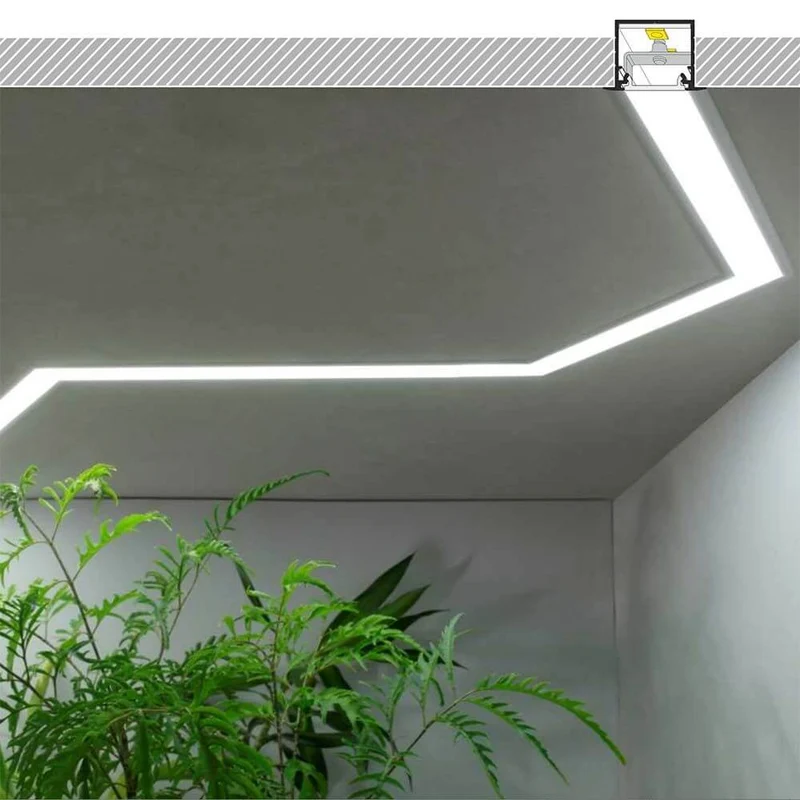 Einbauprofil tief 200cm Weiß ohne Abdeckung für LED-Strips