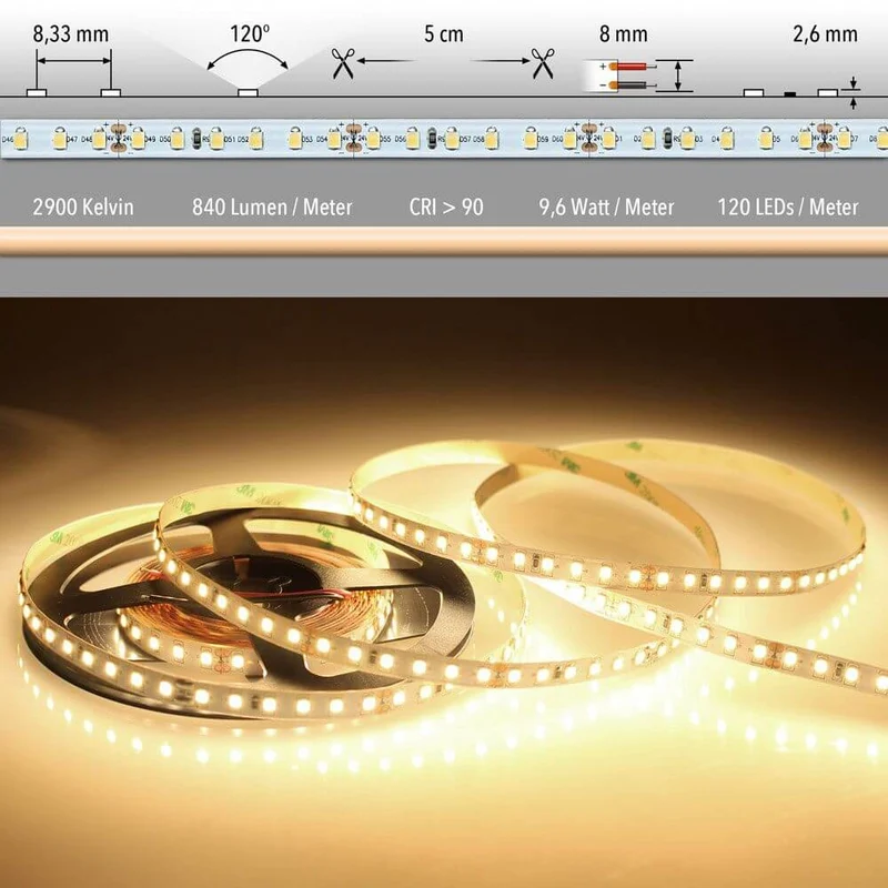 5m LED-Strip 6 W/m Warmweiß IP63