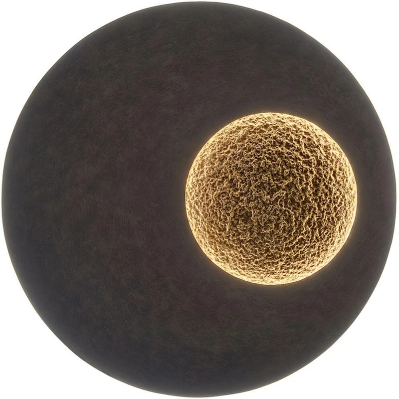Wandleuchte Luna Rund Gross Eisen Braun-Schwarz-Gold