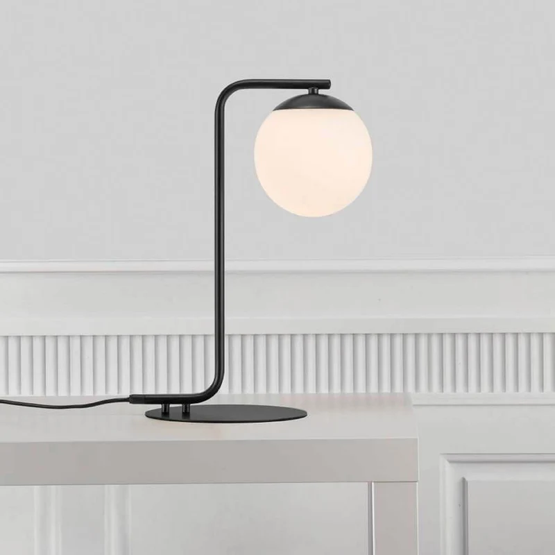 Tischlampe Grant Schwarz, Opal Weiß