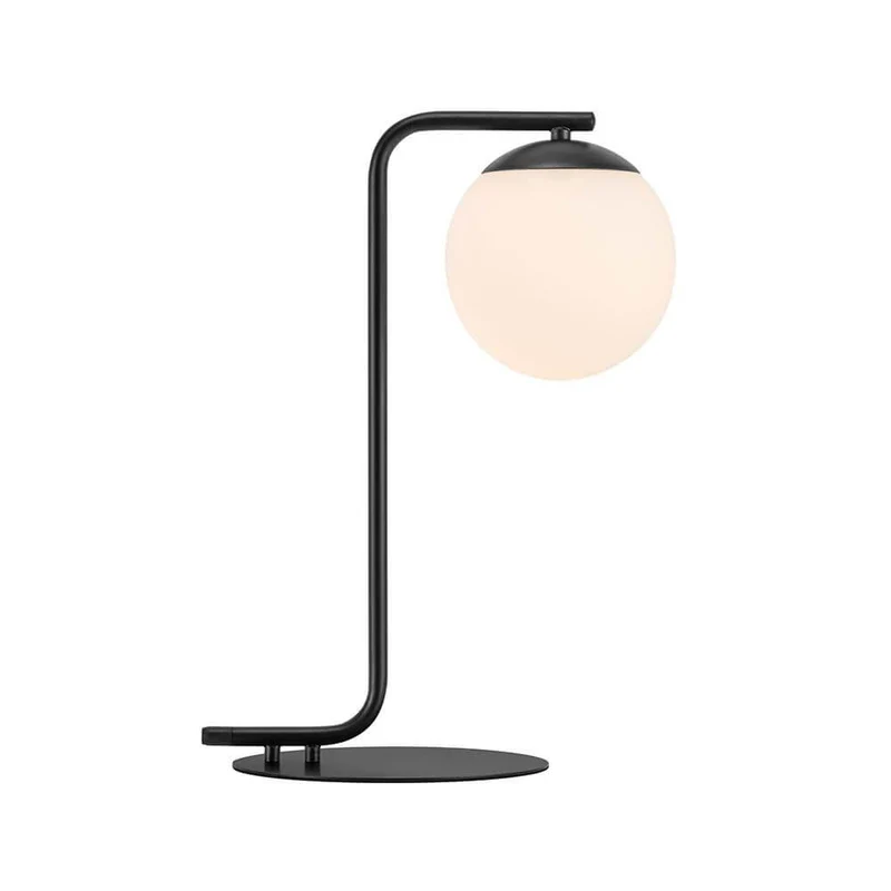 Tischlampe Grant Schwarz, Opal Weiß
