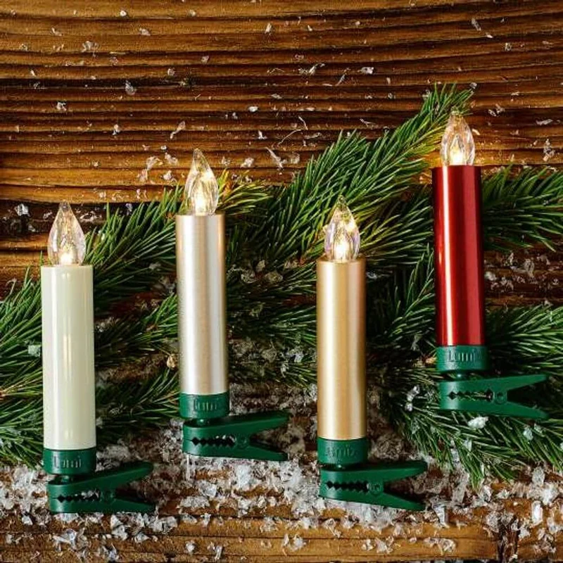 LED Christbaumkerzen Lumix Superlight Mini Goldfarben Basis