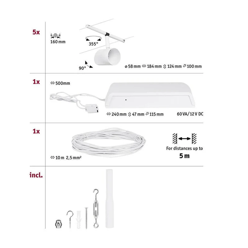 CorDuo Seilsystem Cup Basis-Set Weiß-Matt, Chrom