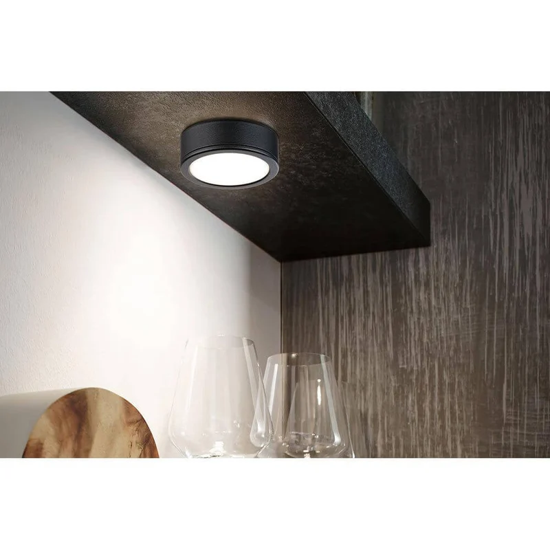 LED Unterschrankleuchte Pukk Rund 6,5cm Schwarz