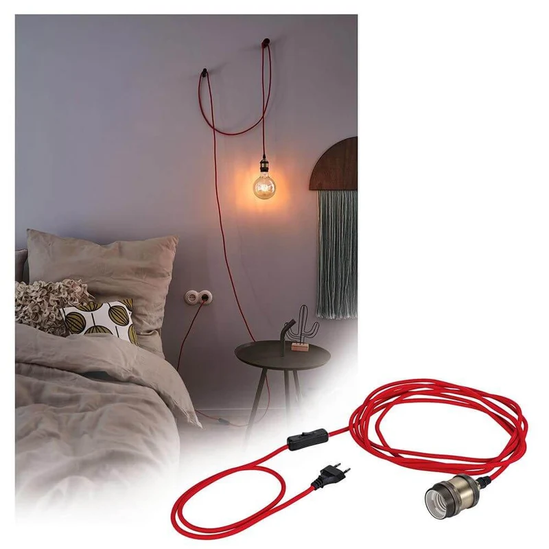 Neordic Pendelleuchte Eldar inkl. Stecker Rot, Chrom