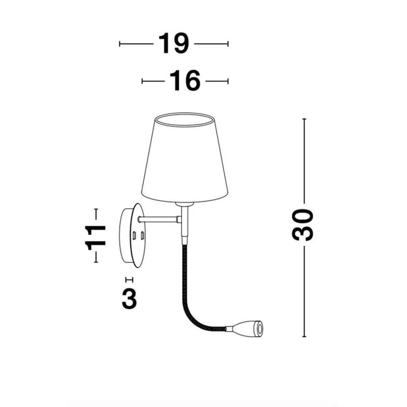 Nia Wandleuchte Metall mit LED Leselicht