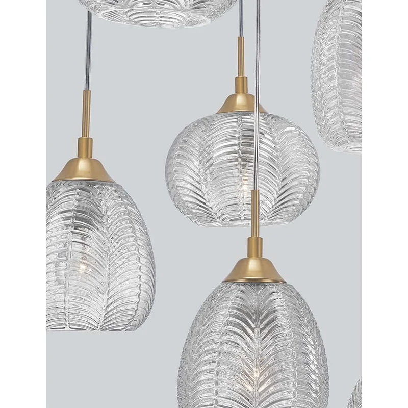 Vario Glas Hängeleuchte 6-flg. Gold, Klar