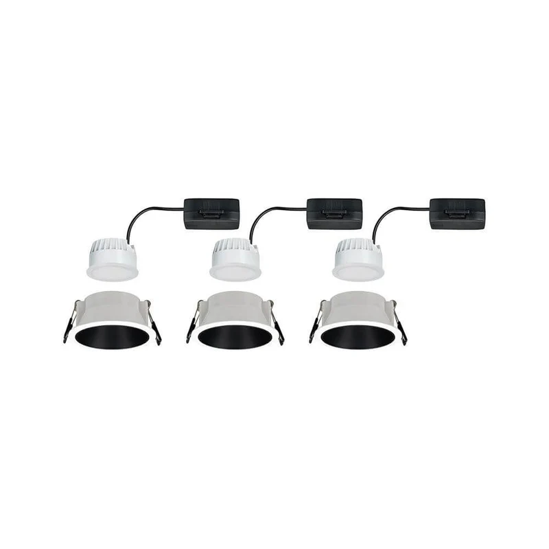 LED Einbauleuchte Cole Basis 3er-Set Weiß, Schwarz