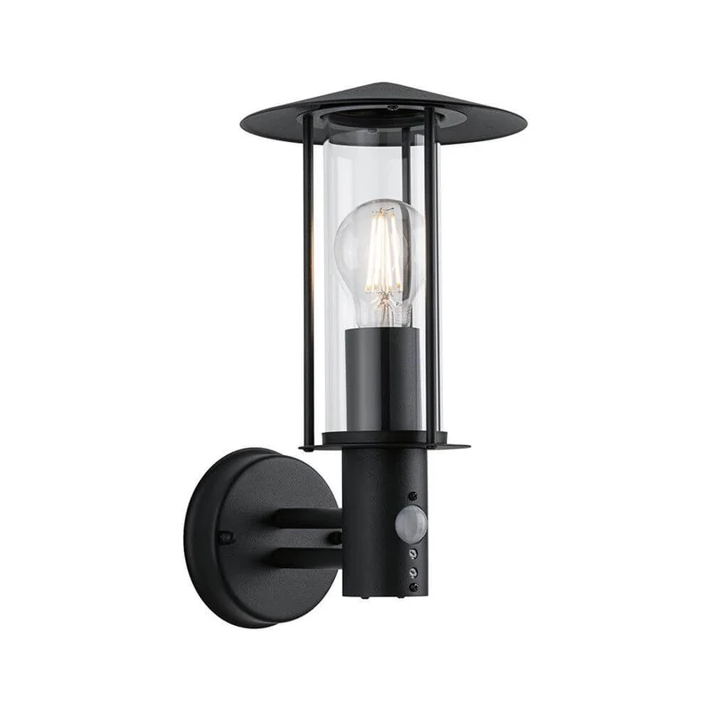 Sensor Außenwandleuchte Classic Dunkelgrau Metall Glas