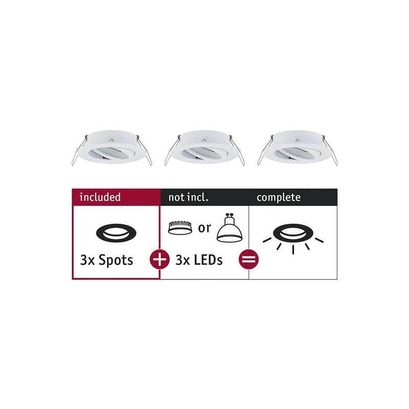 Einbauringe 3er Choose Basis-Set schwenkbar 50° Weiß-Matt