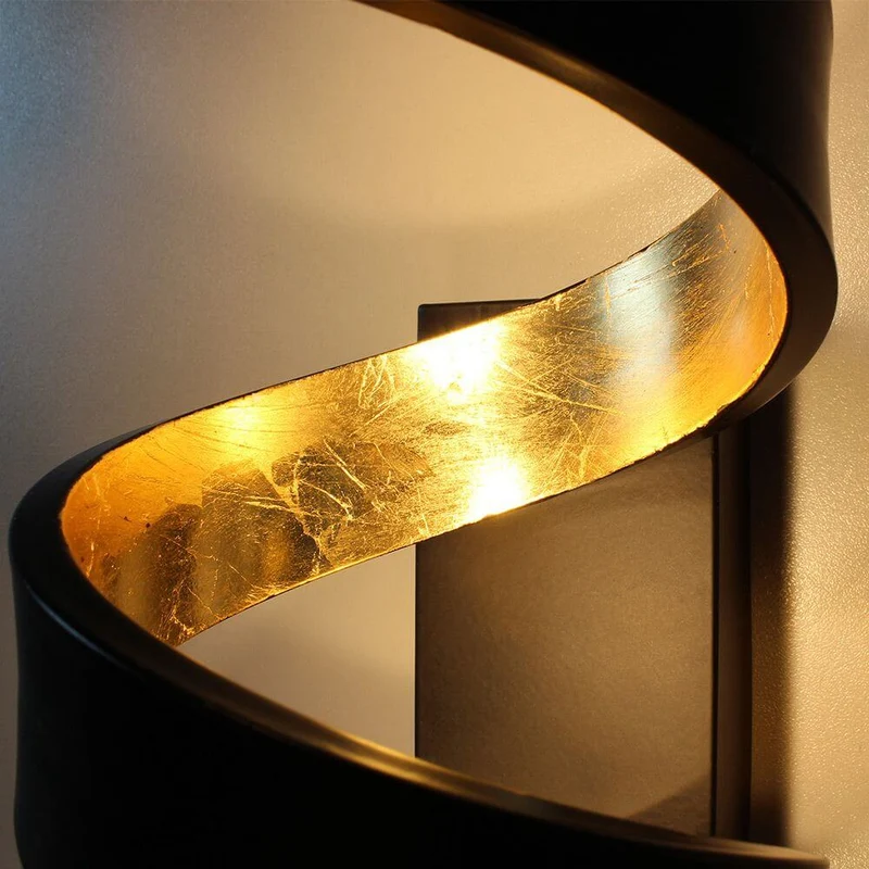 LED Wandleuchte Helix Goldfarben, Schwarz