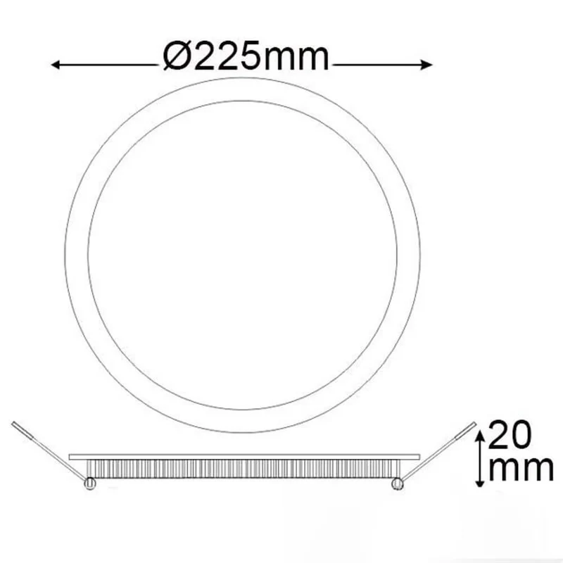 LED Einbaupanel Ø 22,5cm flach rund silber Dimmbar 18W Warmweiß