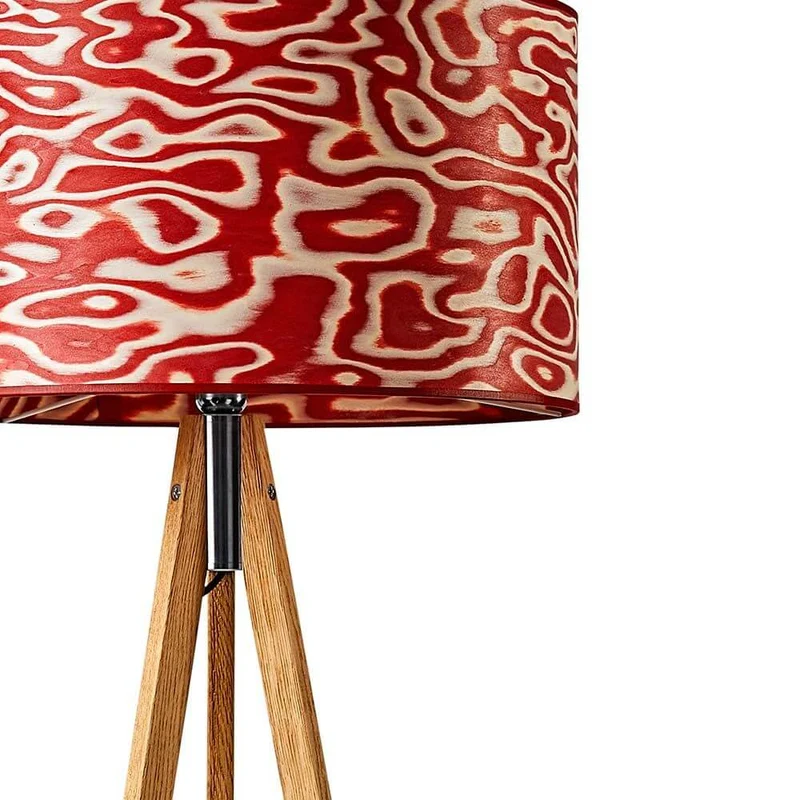Dreibeinstehlampe Ligno 150cm Holzfuß Rosso
