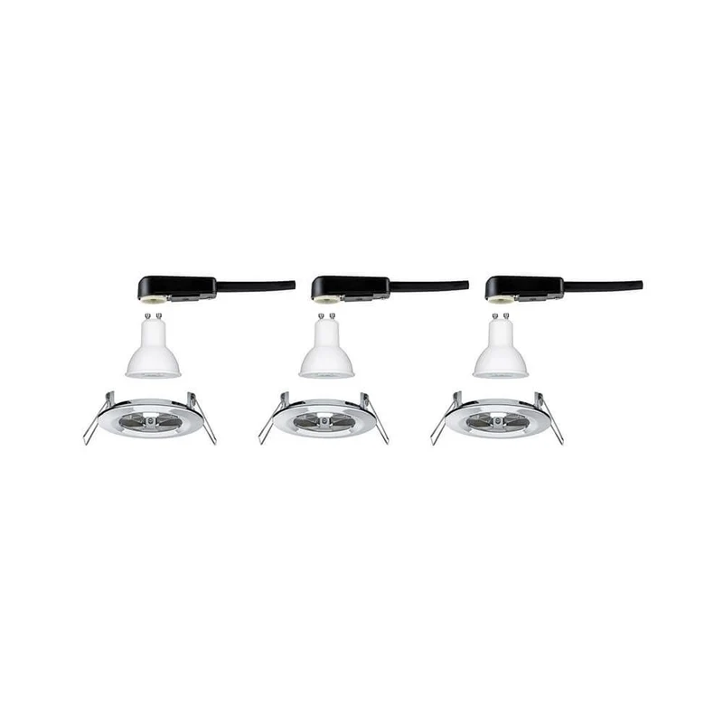 LED Einbauleuchten-Set Nova Rund Starr IP44 GU10 Chrom