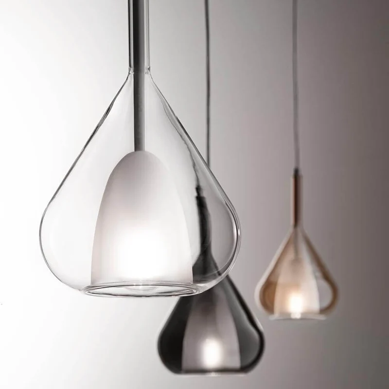 Lila extravagante Pendelleuchte aus Rauchglas