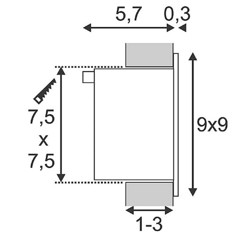 Frame Basic LED Einbauleuchte eckig silbergrau Warmweiße LED