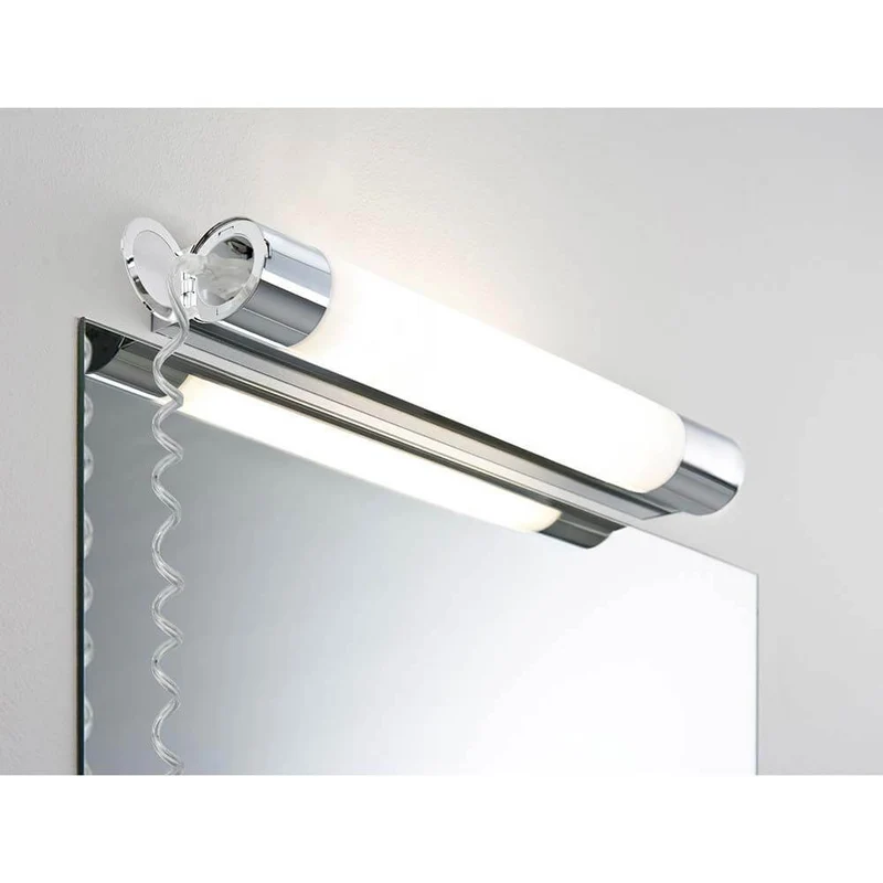 Wandleuchte Orgon IP44 Steckdose LED 7,5W 440mm Chrom Weiß Acryl