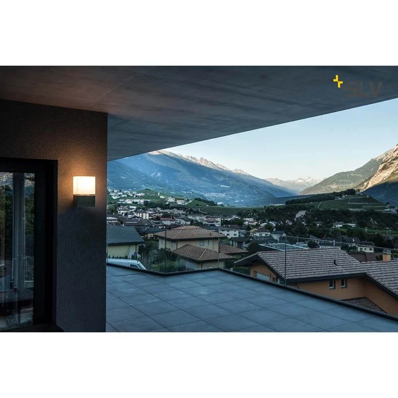Square Wall E27 Outdoor Wandleuchte Alu-Gebürstet IP44