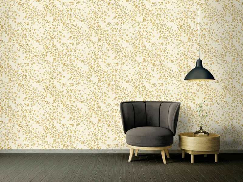Versace Designer Tapete Barock Blumen 935855 Beige / Braun / Gelb - Satintapete mit elegantem Muster - Hochwertige Qualität