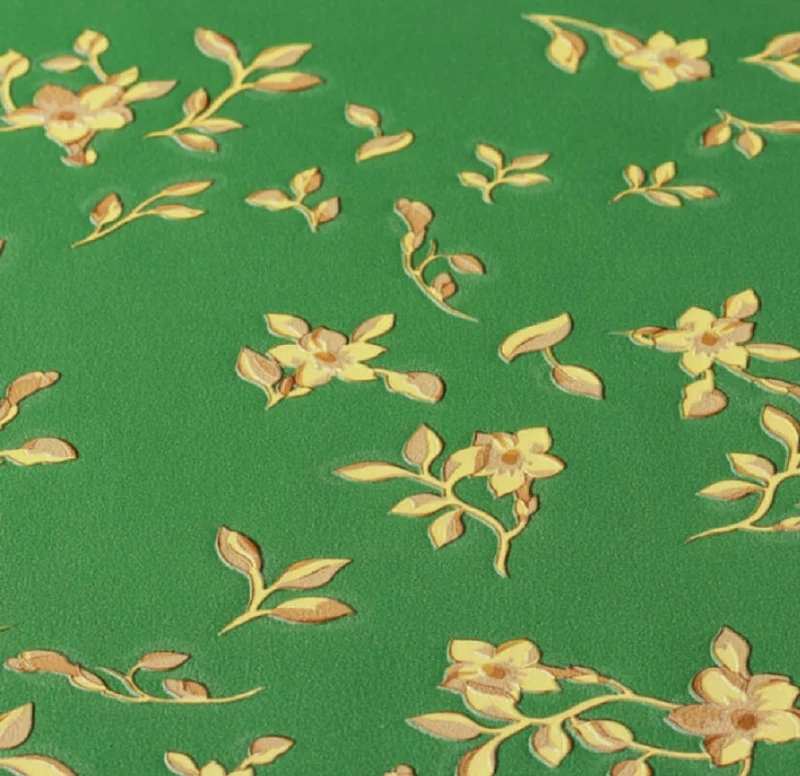 Versace Designer Tapete Barock Blumen 935856 Grün / Braun / Gelb - Satintapete mit elegantem Muster - Hochwertige Qualität