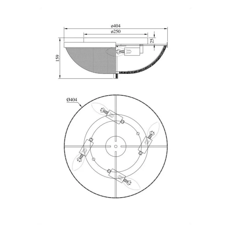 Coupe Deckenlampe mit strukturiertem Glas
