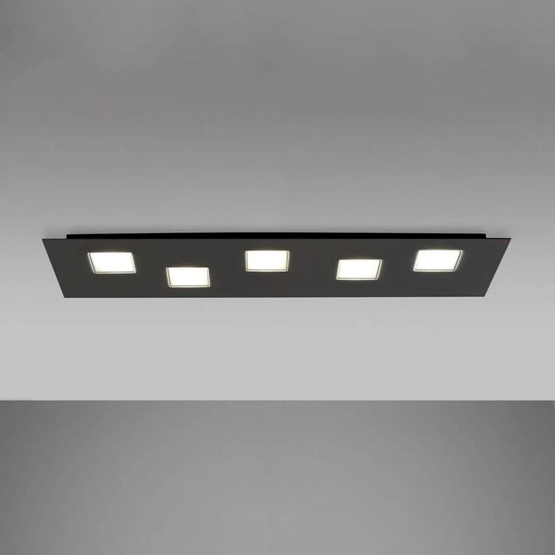 Fabbian Quarter LED-Deckenleuchte rechteckig 5-flammig