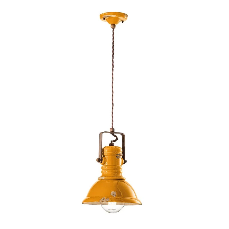 Ferroluce Industrial Keramik-Hängeleuchte Ø 23cm