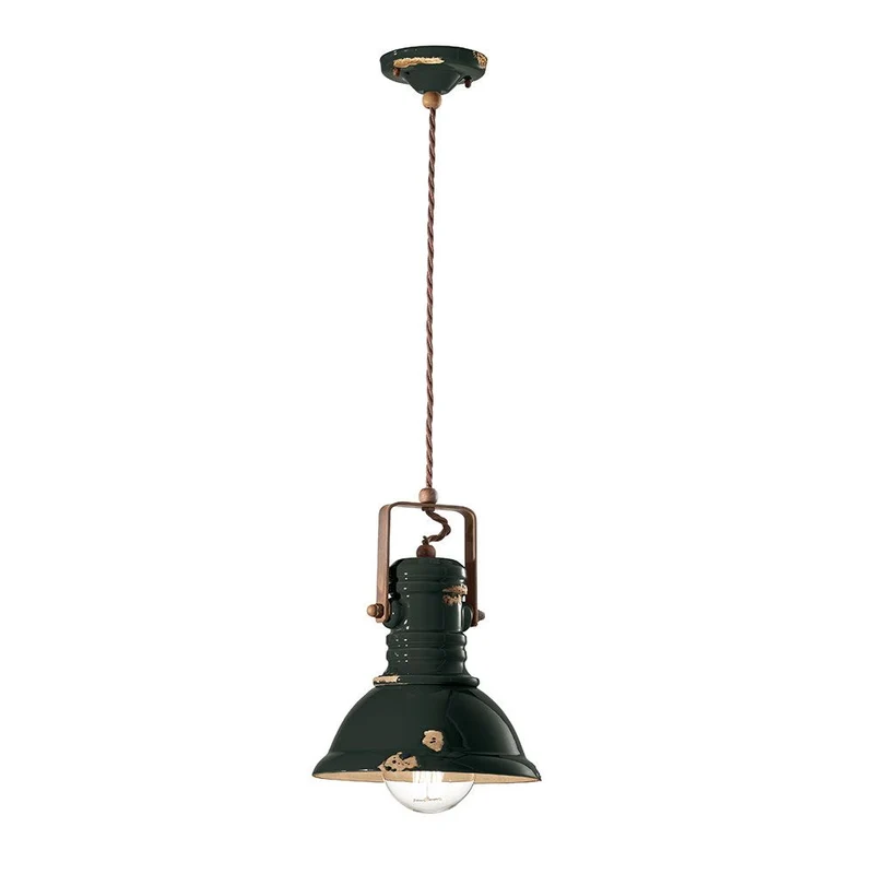 Ferroluce Industrial Keramik-Hängeleuchte Ø 23cm