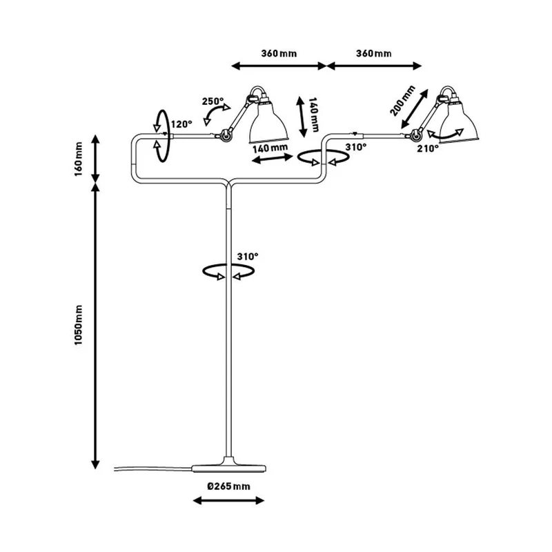 DCWéditions Gras N°411 Stehlampe mit Schirm drehbar