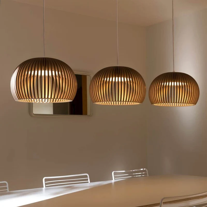 LED Pendelleuchte Atto 5000 aus Holz Ø 34cm