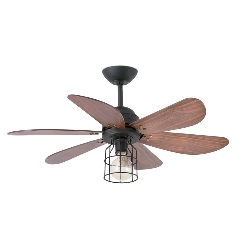Deckenventilator CHICAGO Schwarz, Walnuss