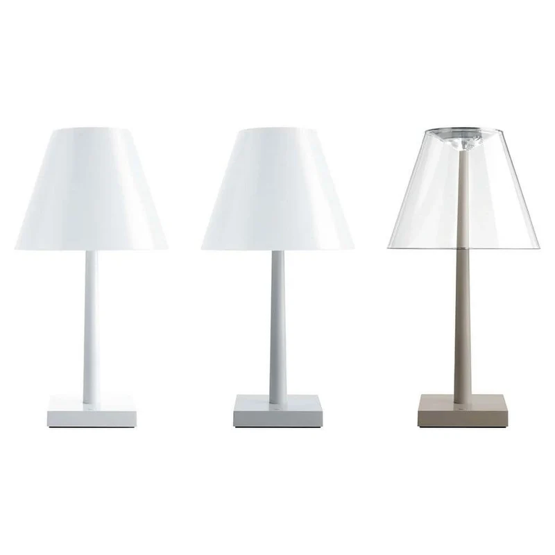 Rotaliana Akku LED-Tischlampe Dina+ mit Ladestation Silberfarben