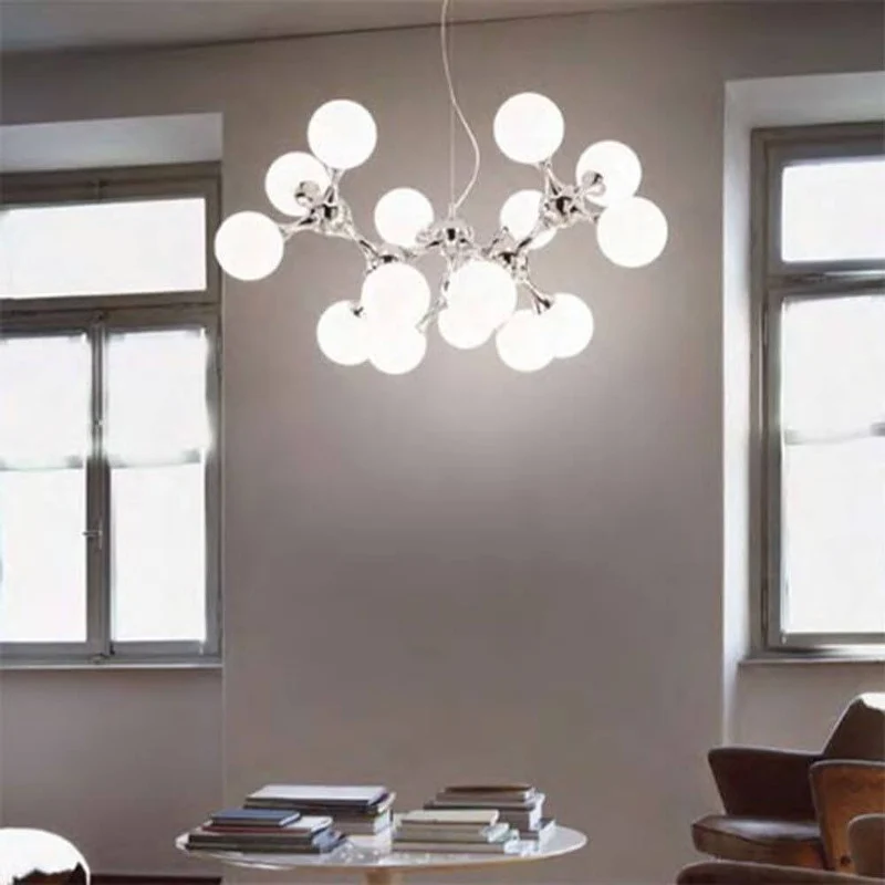 Nodi Pendelleuchte mit 9 Kugelgläser Ø 80cm Chrom