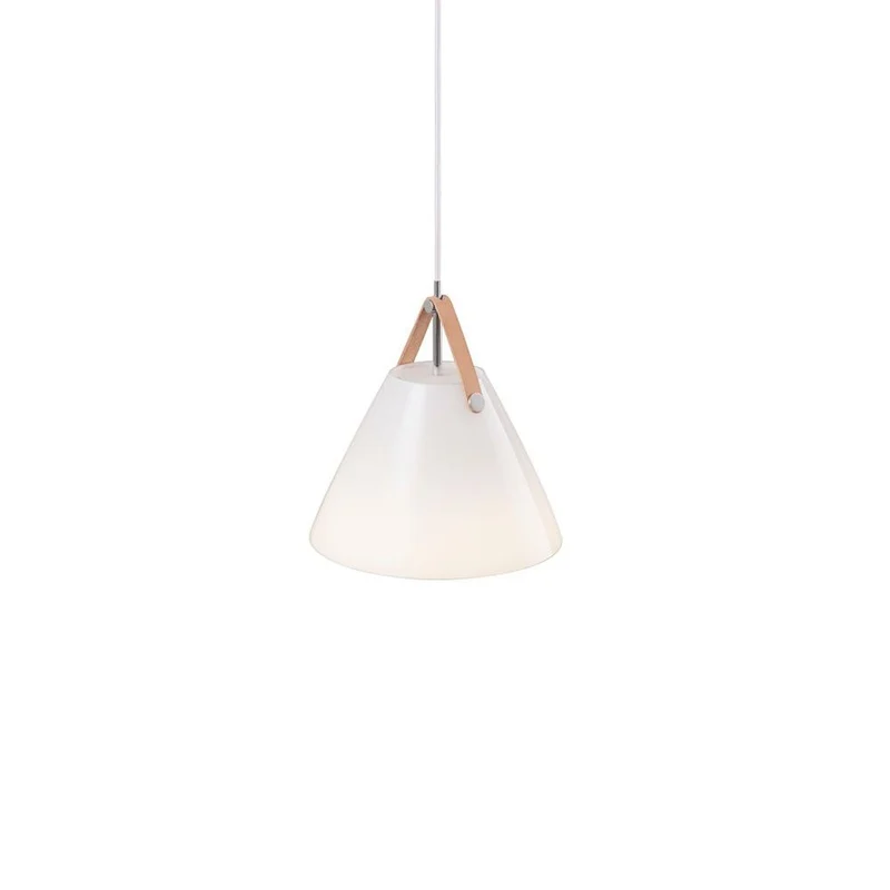 Strap 27 Glas Pendelleuchte Ø 27cm mit 2 Lederriemen Weiß