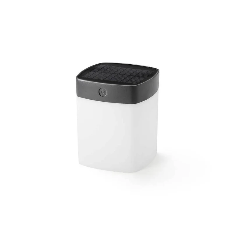 Graue Solar LED Leuchte Assisi mit opalen Acrylglas