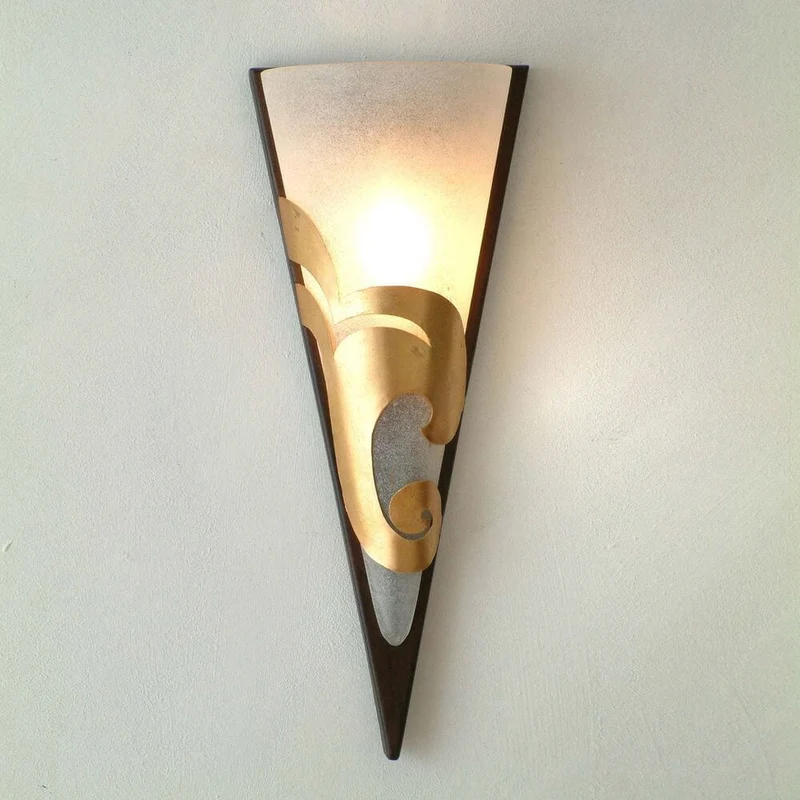 Wandleuchte Ondulata Eisen-Glas Braun-Schwarz-Gold