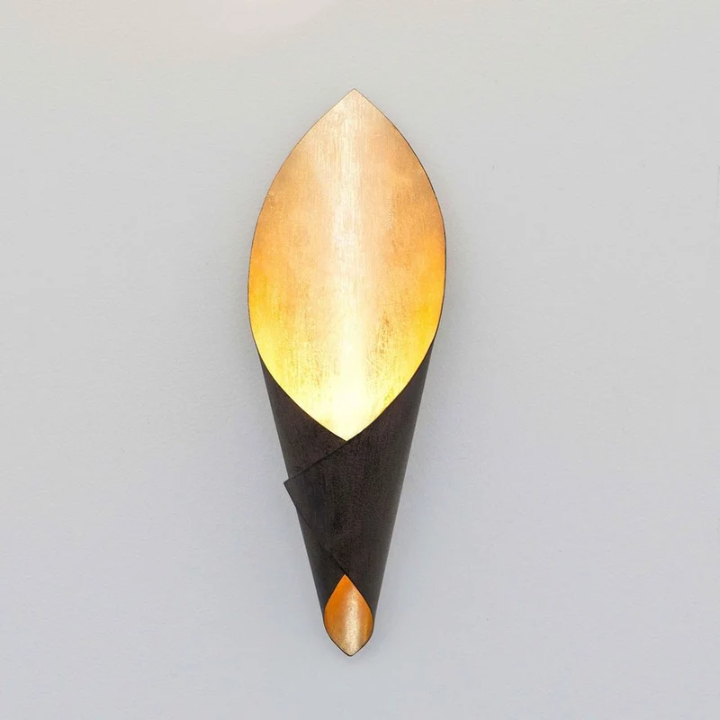 Wandleuchte Fiaccola Piccolo Eisen Braun-Schwarz-Gold
