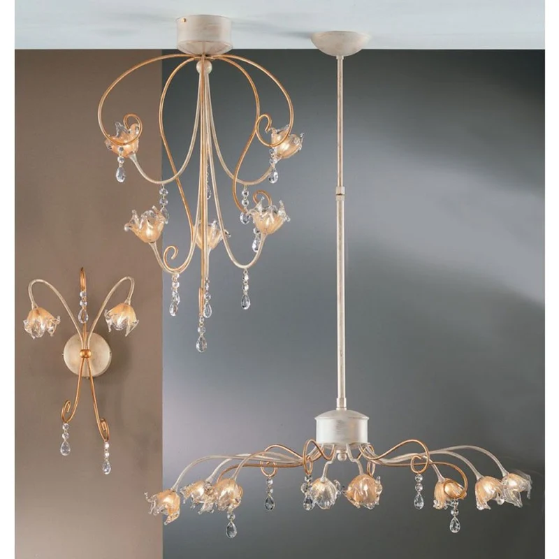 Roma Pendel 8-flammig Kristall-Glas 68-100cm