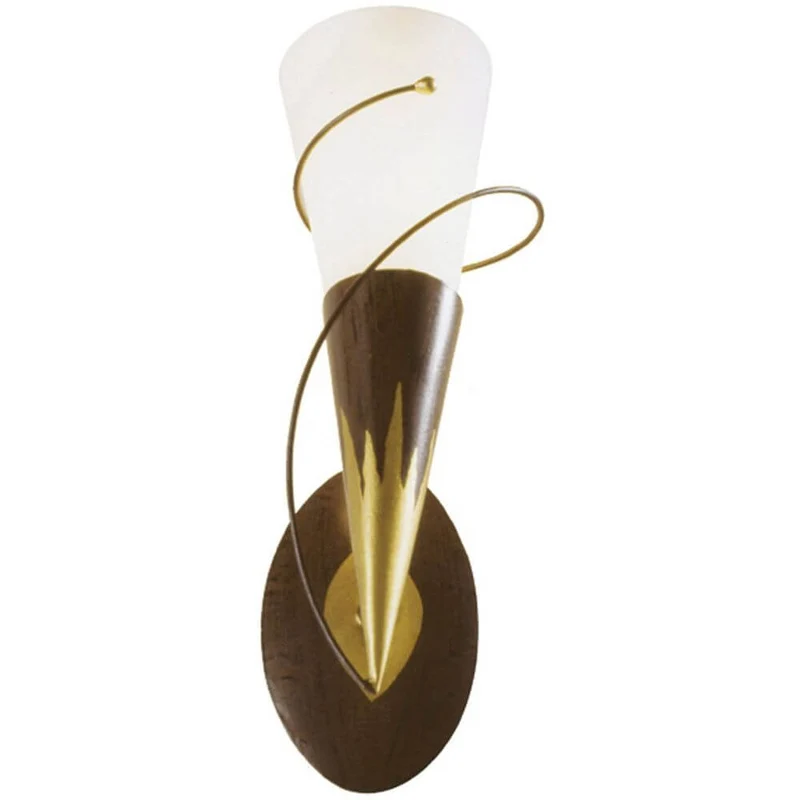 Wandleuchte Torcia Spirale Eisen-Glas Braun-Schwarz-Gold