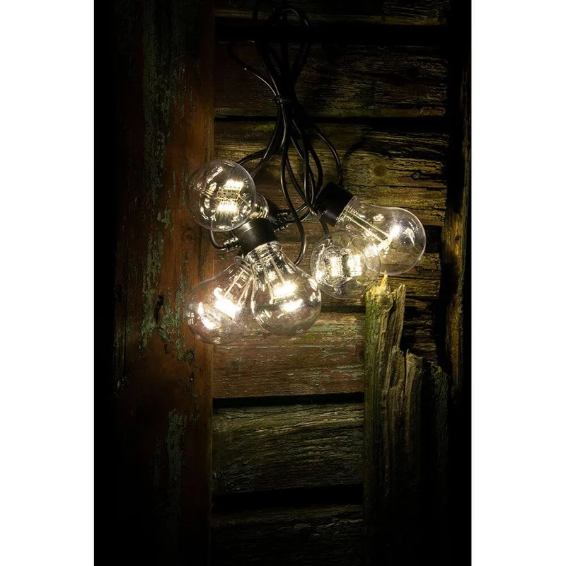 LED Biergartenkette 5er klar 40 Warmweiße Dioden Batteriebetrieb