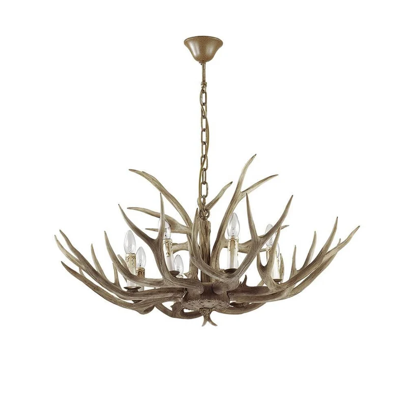 Chalet M Holz Geweih-Lüster Ø 67cm 6-flammig