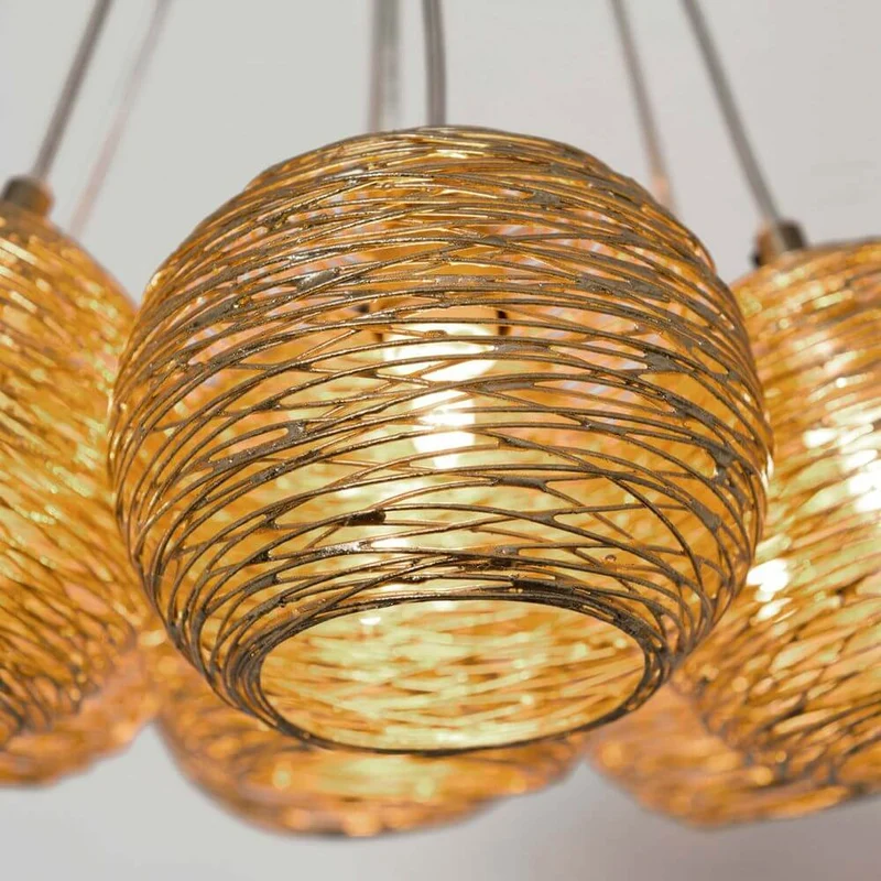 Hängeleuchte 7-flammig Carillon Eisen Gold