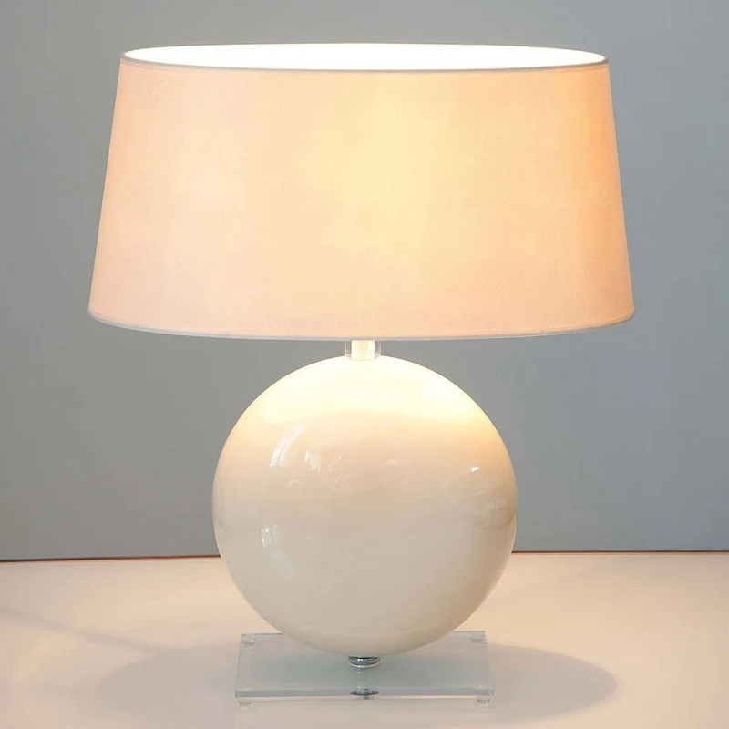 Tischleuchte Billiardo Keramik-Plexiglas Creme-Klar