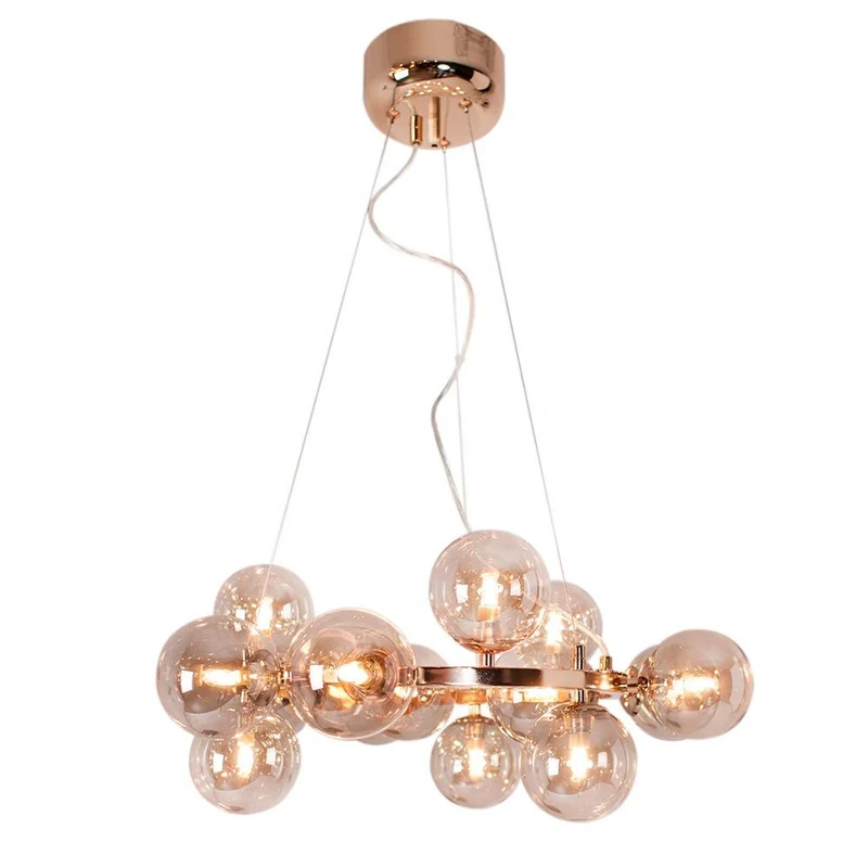 Glas Hängelampe Splendor 15-flg. Amber